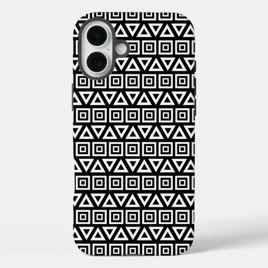 Azteekse driehoeken + vierkanten patroon wit op zw Case-Mate iPhone case (Achterkant)