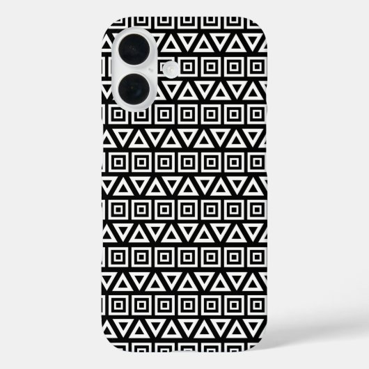Azteekse driehoeken + vierkanten patroon wit op zw Case-Mate iPhone case (Achterkant)