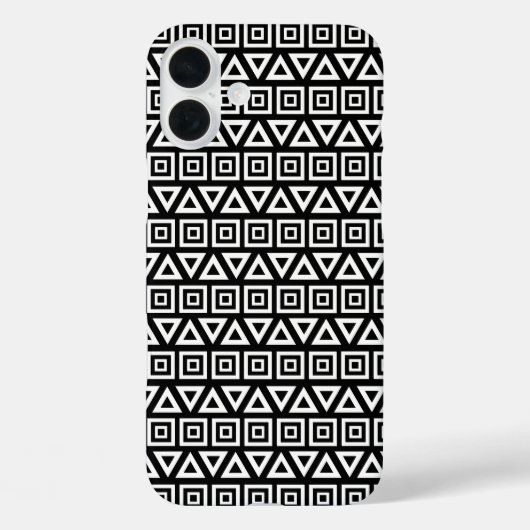 Azteekse driehoeken + vierkanten patroon wit op zw Case-Mate iPhone case (Achterkant)