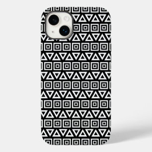 Azteekse driehoeken + vierkanten patroon wit op zw Case-Mate iPhone 14 plus hoesje