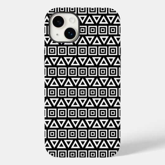 Azteekse driehoeken + vierkanten patroon wit op zw Case-Mate iPhone case (Achterkant)