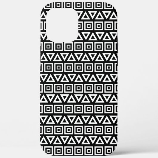 Azteekse driehoeken + vierkanten patroon wit op zw Case-Mate iPhone case (Achterkant)