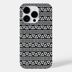Azteekse driehoeken + vierkanten patroon wit op zw Case-Mate iPhone 14 pro hoesje