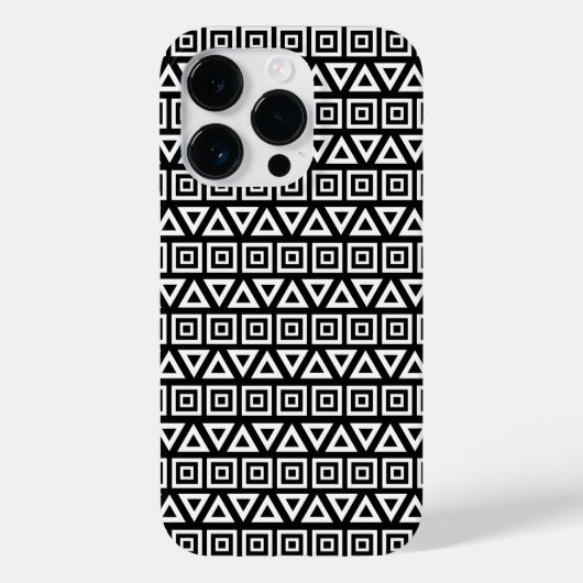 Azteekse driehoeken + vierkanten patroon wit op zw Case-Mate iPhone case (Achterkant)