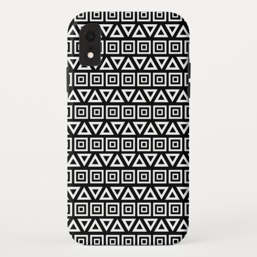 Azteekse driehoeken + vierkanten patroon wit op zw Case-Mate iPhone case (Achterkant)