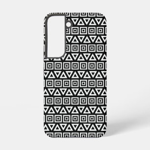 Azteekse driehoeken + vierkanten patroon wit op zw samsung galaxy hoesje