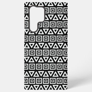 Azteekse Driehoeken+Vierkanten Patroon Wit op Zwar Samsung Galaxy Hoesje
