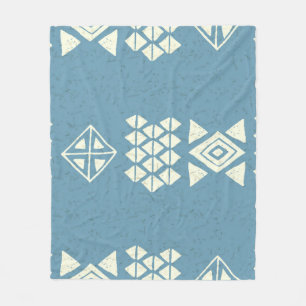 Azteekse Etnische: Blauw Geometrisch Naadloos. Fleece Deken