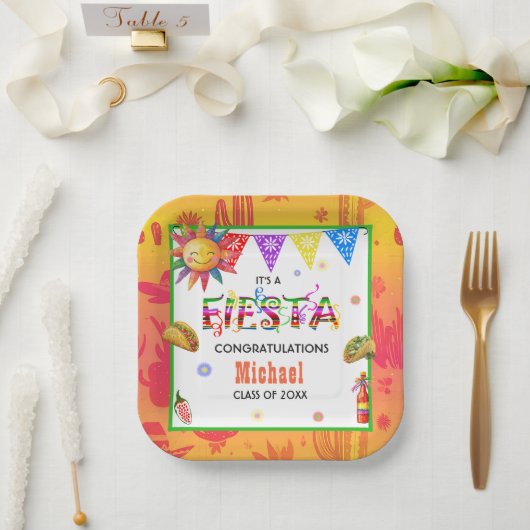 Azteekse Fiesta Afsluitfeest Papieren Bordje (Huwelijk)