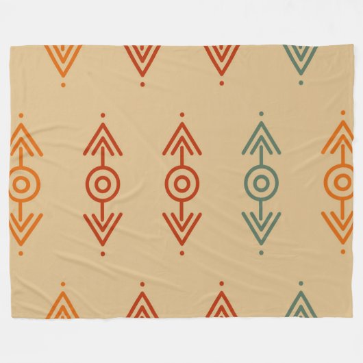Azteekse geometrische blauw en Oranje stam zuidwes Fleece Deken (Voorkant (Horizontaal))