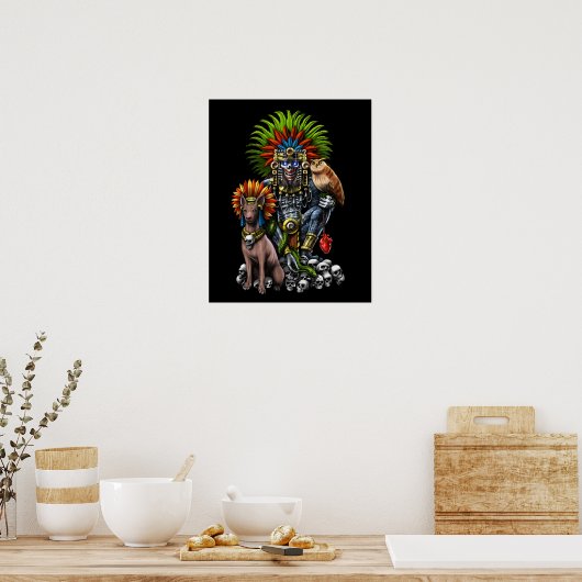 Azteekse god Mictlantecuhtli Poster (Keuken)