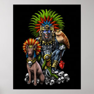 Azteekse god Mictlantecuhtli Poster