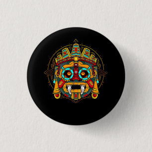 Azteekse God Tlaloc Mayan Mythologie Godheid Mexic Ronde Button 3,2 Cm