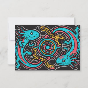 Azteekse God Xolotl die Strijd Jaguar Tribale Kuns Kaart