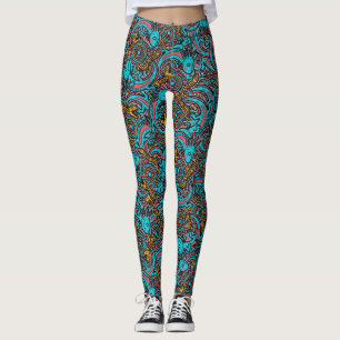Azteekse God Xolotl die Strijd Jaguar Tribale Kuns Leggings