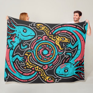 Azteekse God Xolotl Krijgt Gevecht met Jaguar Trib Fleece Deken