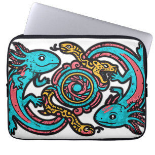 Azteekse God Xolotl Krijgt Gevecht met Jaguar Trib Laptop Sleeve