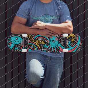Azteekse God Xolotl Krijgt Gevecht met Jaguar Trib Persoonlijk Skateboard