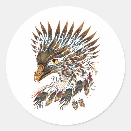 Azteekse Gouden Eagle Azteca Mexicaanse inheemse k Ronde Sticker (Voorkant)