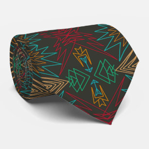 Azteekse indiaanse geometrische lijnpatroon kunst stropdas