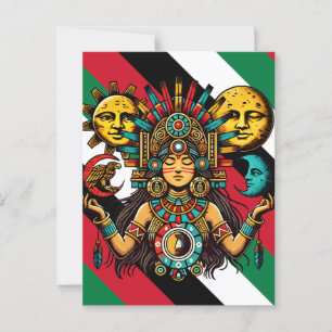 Azteekse Indiase vrouw prinses zon maan Volkskunst Briefkaart