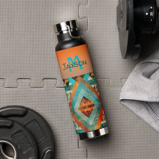 Azteekse inheemse Amerikaanse stijl monogrammed Waterfles (Gym)