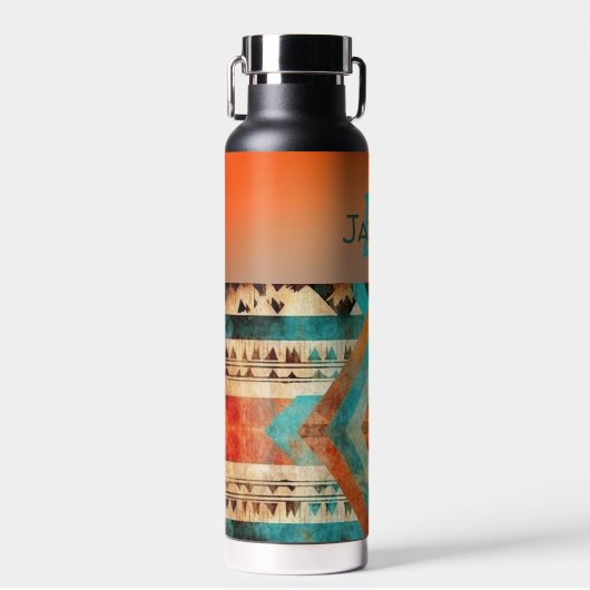 Azteekse inheemse Amerikaanse stijl monogrammed Waterfles (Voorkant)