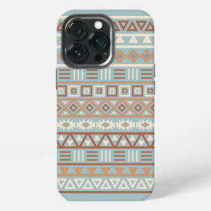Azteekse invloedsjabloon blauw crèmekleurig terrac iPhone 13 pro hoesje