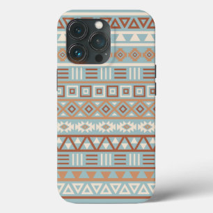 Azteekse invloedspatroon blauwe crème terracotta's Case-Mate iPhone case