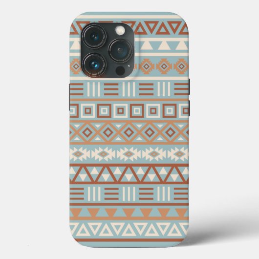 Azteekse invloedspatroon blauwe crème terracotta's Case-Mate iPhone case (Achterkant)