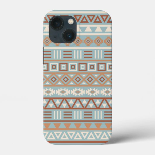 Azteekse invloedspatroon blauwe crème terracotta's Case-Mate iPhone case (Achterkant)