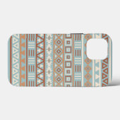 Azteekse invloedspatroon blauwe crème terracotta's Case-Mate iPhone case (Achterkant (horizontaal))