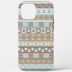 Azteekse invloedspatroon blauwe crème terracotta's Case-Mate iPhone case
