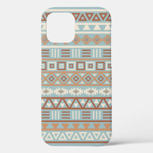 Azteekse invloedspatroon blauwe crème terracotta's Case-Mate iPhone case