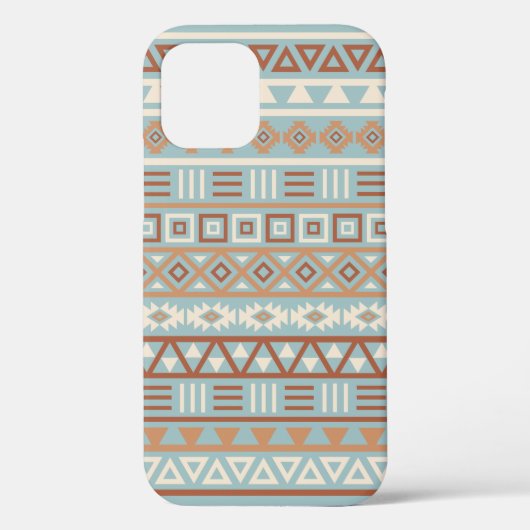 Azteekse invloedspatroon blauwe crème terracotta's Case-Mate iPhone case (Achterkant)
