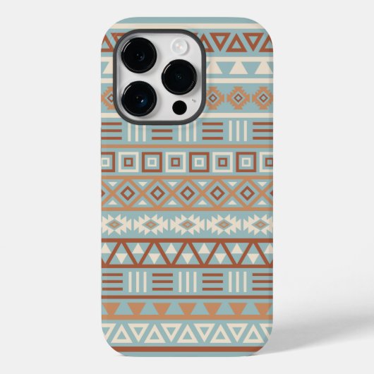 Azteekse invloedspatroon blauwe crème terracotta's Case-Mate iPhone case (Achterkant)