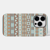 Azteekse invloedspatroon blauwe crème terracotta's Case-Mate iPhone case (Achterkant (horizontaal))