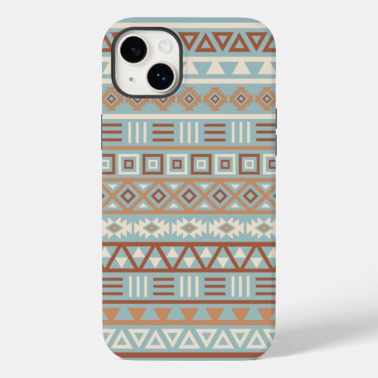 Azteekse invloedspatroon blauwe crème terracotta's Case-Mate iPhone case (Achterkant)