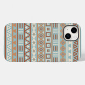 Azteekse invloedspatroon blauwe crème terracotta's Case-Mate iPhone case (Achterkant (horizontaal))
