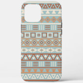 Azteekse invloedspatroon blauwe crème terracotta's Case-Mate iPhone case (Achterkant)