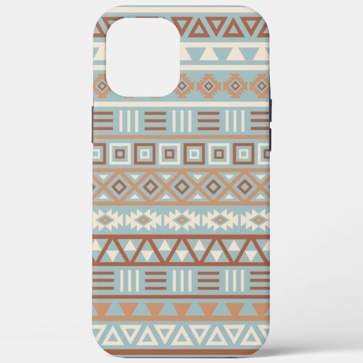 Azteekse invloedspatroon blauwe crème terracotta's Case-Mate iPhone case (Achterkant)