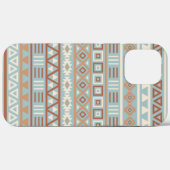 Azteekse invloedspatroon blauwe crème terracotta's Case-Mate iPhone case (Achterkant (horizontaal))