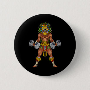 Azteekse Jaguar Krijger Bodybuilding Gym Gewichthe Ronde Button 5,7 Cm