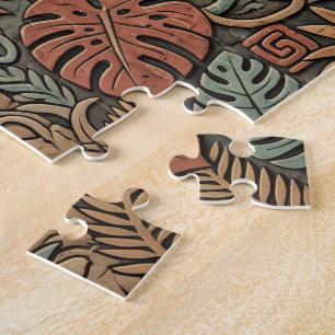 Azteekse Jaguar Krijger Stam Jungle Patroon Legpuzzel