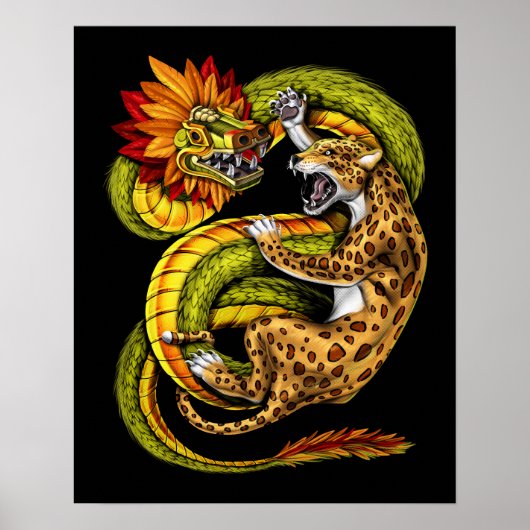 Azteekse Jaguar vs Quetzalcoatl Poster (Voorkant)