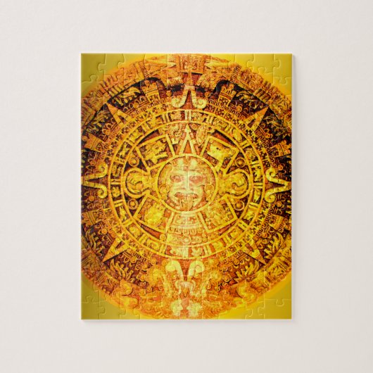Azteekse kalender goud effect legpuzzel (Verticaal)