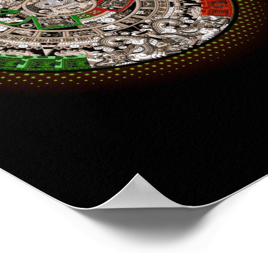 Azteekse kalender Zonsteen Mexicaanse kunst beeldh Poster (Hoek)