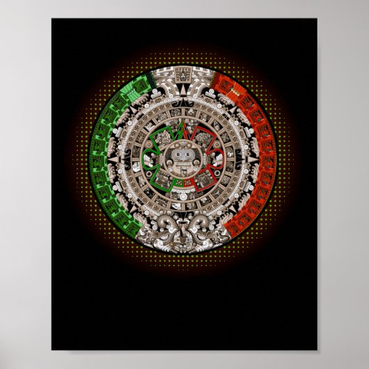 Azteekse kalender Zonsteen Mexicaanse kunst beeldh Poster (Voorkant)