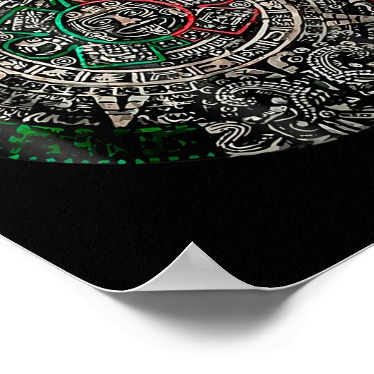 Azteekse kalender Zonsteen Mexicaanse Kunst Beeldh Poster (Hoek)