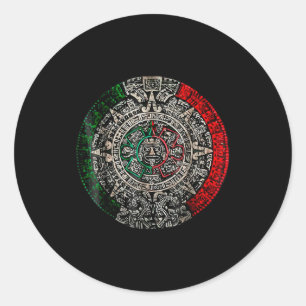 Azteekse kalender Zonsteen Mexicaanse Kunst Beeldh Ronde Sticker